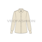 Womens shirt with gathered sleeves flat sketch, front view