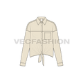 Womens shirt with tie knot flat sketch, front view