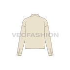 Womens shirt with tie knot flat sketch, back view