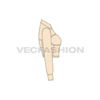 Womens shirt with under layer corset flat sketch, side view