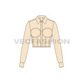 Womens shirt with under layer corset flat sketch, front view