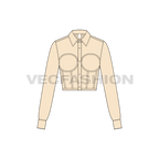 Womens shirt with under layer corset flat sketch, front view