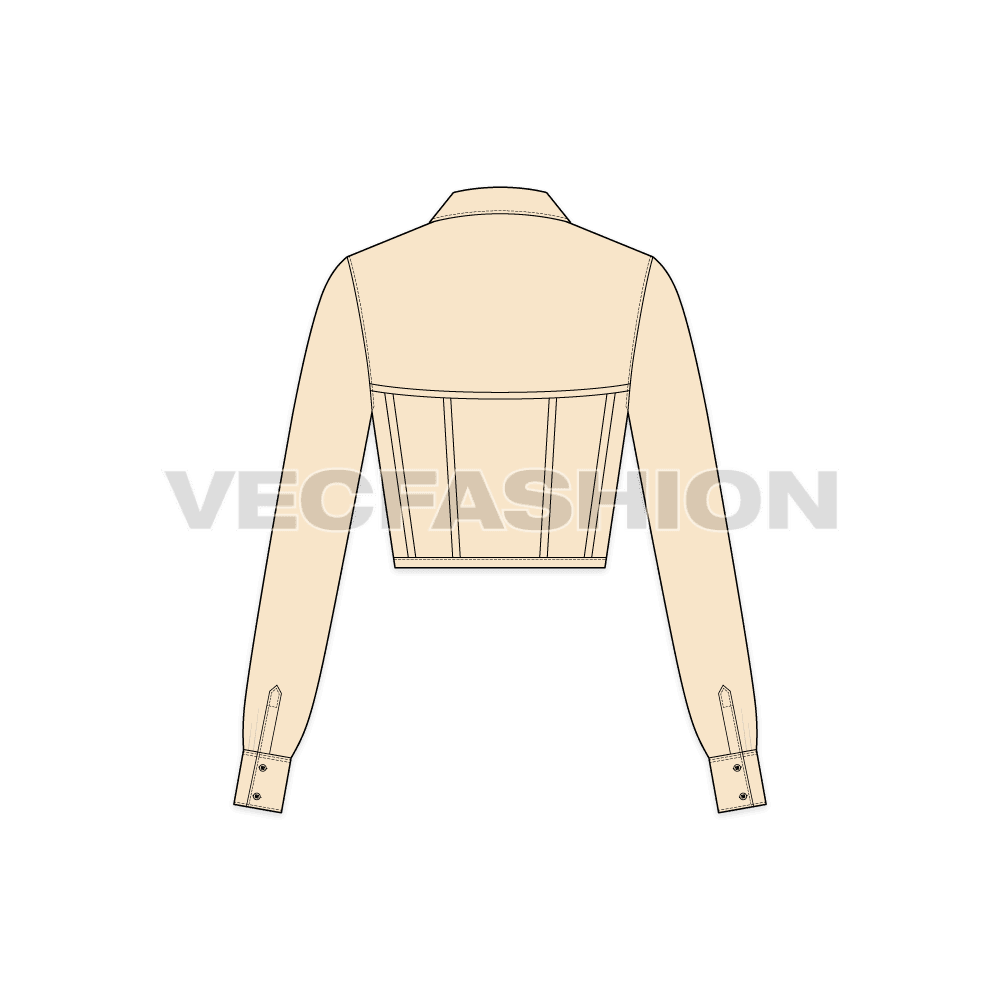 Womens shirt with under layer corset flat sketch, back view