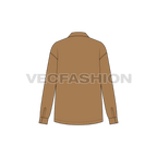 Womens shirt with zip front flat sketch, back view