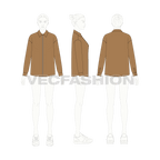 Womens shirt with zip front flat sketch, croqui sketch