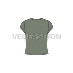 Womens short body cap sleeve t-shirt flat sketch, back view