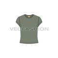 Womens short body cap sleeve t-shirt flat sketch, front view