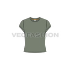 Womens short body cap sleeve t-shirt flat sketch, front view