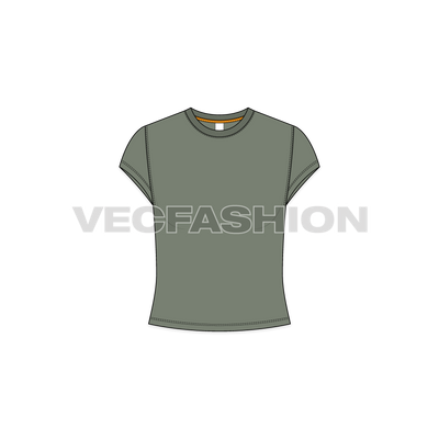 Round Neck Slim-fit Short Body T-shirt vector apparel template