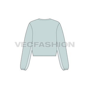 A vector illustrator template for Women's Short Body Jacket. It is in a light blue vintage color with big pockets on chest and a simple collar neck.  