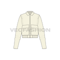 Women's Short Body Jacket flat sketch, front view