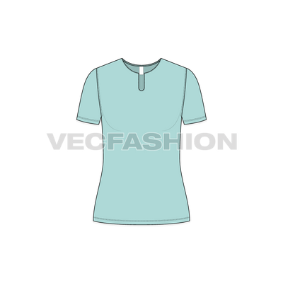 Women's Short Sleeved Open Neck Tee vector clothing sketch