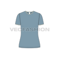 Womens short sleeved ringer tee flat sketch, front view