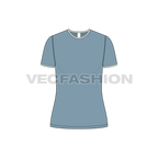 Womens short sleeved ringer tee flat sketch, front view