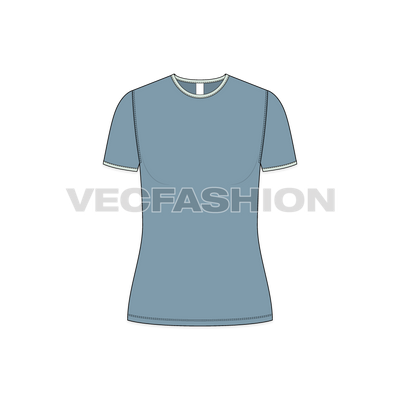 Short Sleeved Ringer Tee vector apparel template