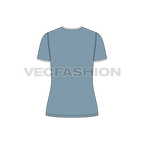 Womens short sleeved ringer tee flat sketch, back view