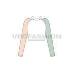 Womens shoulder cutout pullover flat sketch, back view