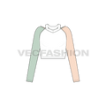 Womens shoulder cutout pullover flat sketch, front view
