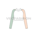 Womens shoulder cutout pullover flat sketch, front view