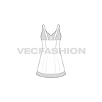 Womens sleepwear short dress flat sketch, back view