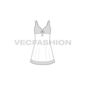 Womens sleepwear short dress flat sketch, front view