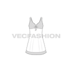 Womens sleepwear short dress flat sketch, front view