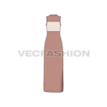Womens sleeveless dress, full length slit flat sketch, front view