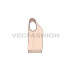 Womens sleeveless sweat top flat sketch, side view