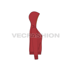 Womens slim fit hoodie flat sketch, side view