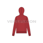Womens slim fit hoodie flat sketch, back view