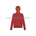 Womens slim fit hoodie flat sketch, front view