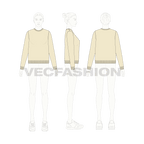 Womens slim fit knitted sweater flat sketch, croqui sketch
