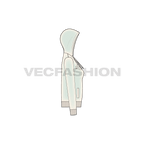 Womens slim fit sport hoodie flat sketch, side view