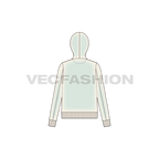 Womens slim fit sport hoodie flat sketch, back view