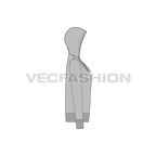 Womens slim fit sport hoodie, thumb hole flat sketch, side view