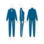 Womens slim fit sweatsuit, mock neck flat sketch, on croqui