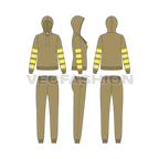 Womens slim fit tracksuit, neon panel flat sketch, showing all views, front, side and back
