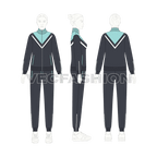 Womens slim fit tracksuit flat sketch, on croqui