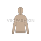 Womens slim fit vector hoodie flat sketch, back view