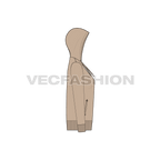 Womens slim fit vector hoodie flat sketch, side view