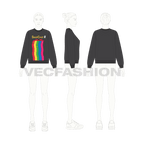 Womens snapchat sweatshirt flat sketch, croqui sketch