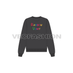 Womens snapchat sweatshirt flat sketch, back view