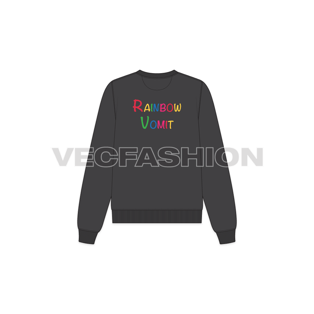 Womens snapchat sweatshirt flat sketch, back view