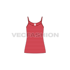 Womens spaghetti top flat sketch, front view