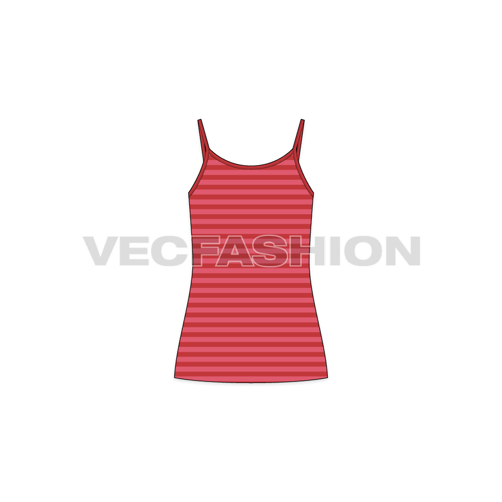 A clean Vector Fashion Flat for Women's Spaghetti Top with Front and Back view. This Vector Fashion Flat is designed in two design variations, all are in different colour ways. This Women Spaghetti Top can be worn as underlayer or all by itself. This is a basic top but highly efficient when used during Workout, Running and Yoga Training Activities.