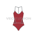 Womens sport bodysuit flat sketch, front view