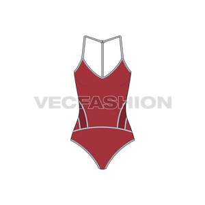 A vector template for Women's Sport Bodysuit with technical panels on sides. A very useful design for clothing lines.