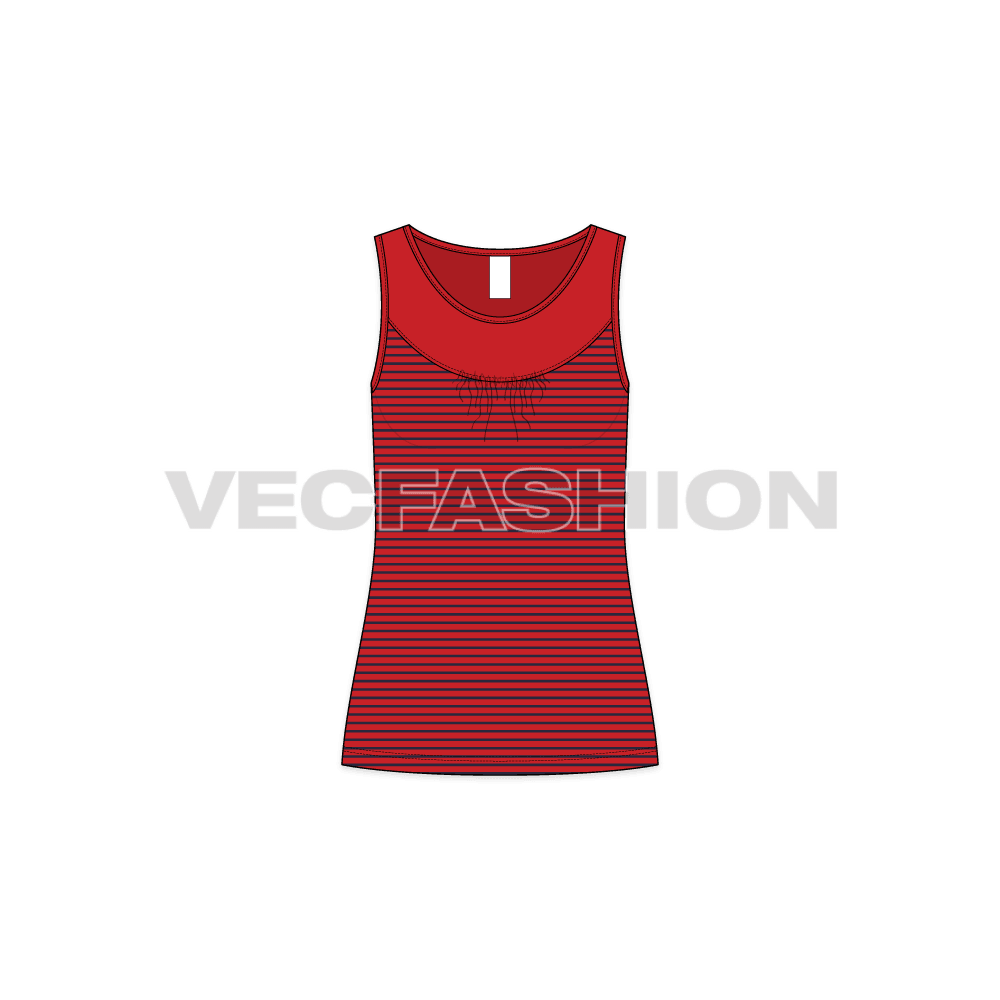 Womens sport fashion tank top flat sketch, front view