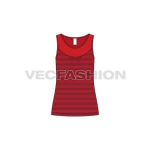 A modern style template for Women's Sport Fashion Tank Top in Red and Navy Blue color. This template has a Sport Fashion Top with contrast panel on chest. The neckline is wide and is inspired by the Nautical Boat Neck, there is a self color binding on armholes and neckline.