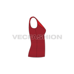 Womens sport fashion tank top flat sketch, side view